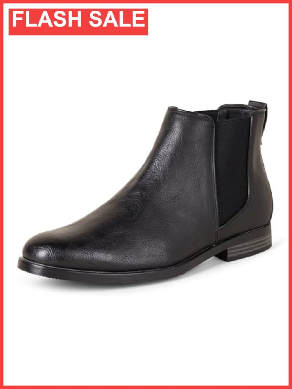 Men's Faux Leather Chelsea Boots Almond Toe Block Heel Ankle